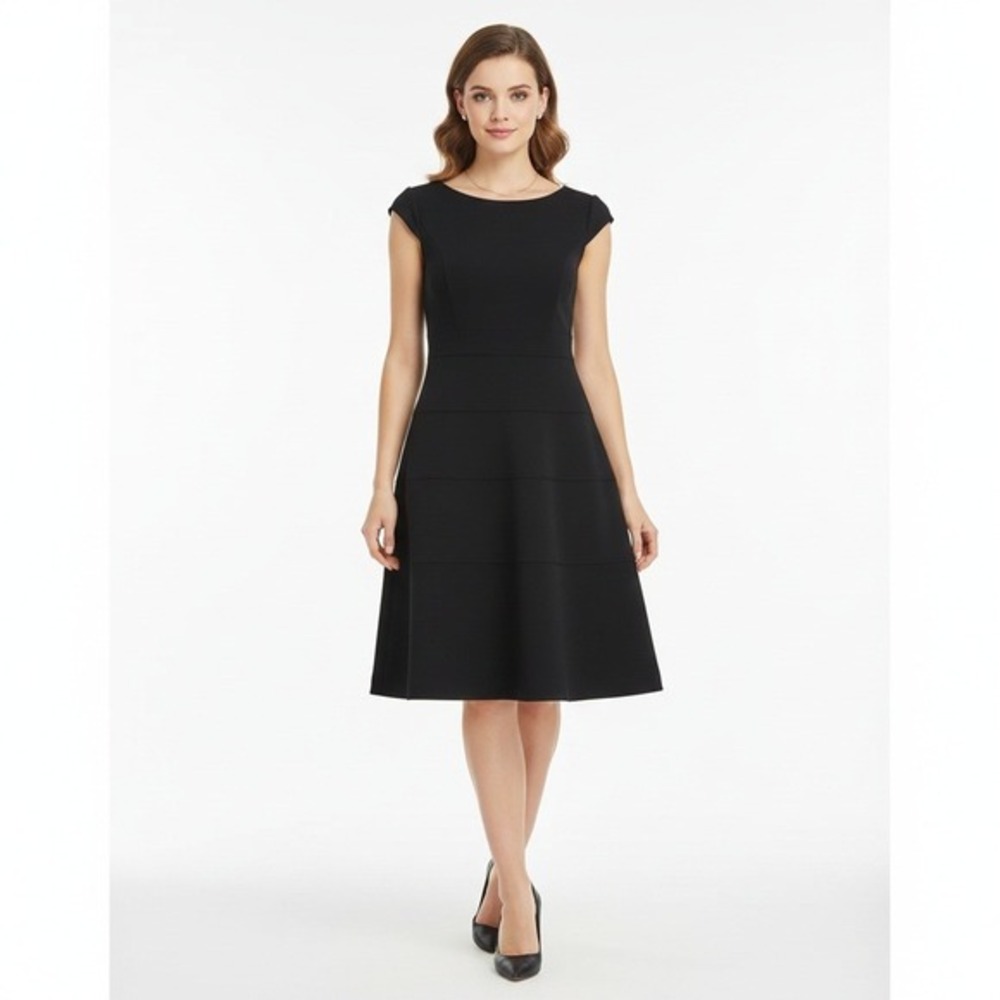 NWT White House Black Market Fit and Flare Ponte Knit Dress Womens 00 LBD Classy